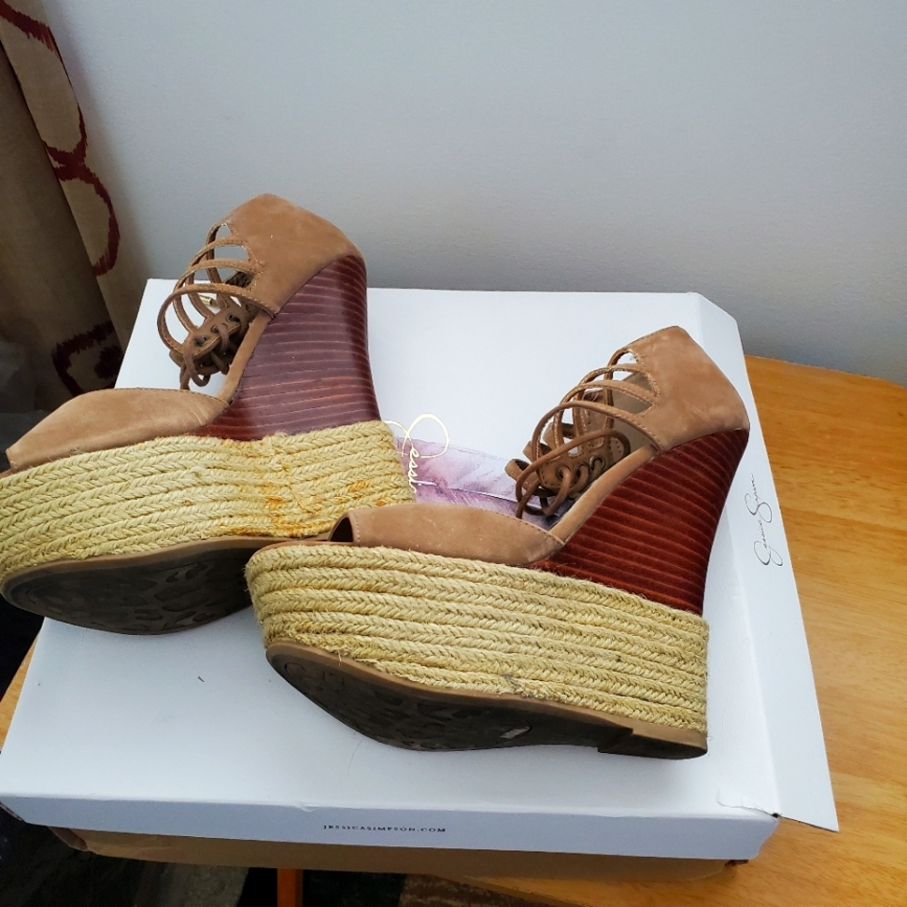 Chic Tan Lace-Up Wedge Sandals